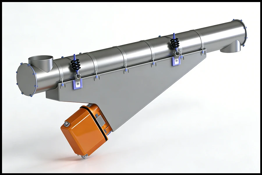 stainless steel vibrating tube conveyor with motor drive for bulk material